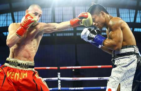 Russian Boxer, maxim in the ring with the opponent